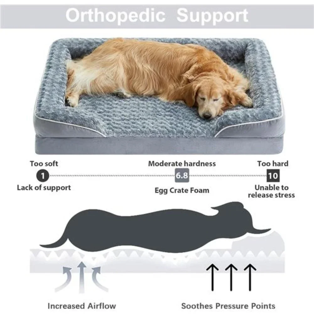 Washable Dog Bed with Waterproof Lining & Non-Skid Bottom, Orthopedic Dog Bed